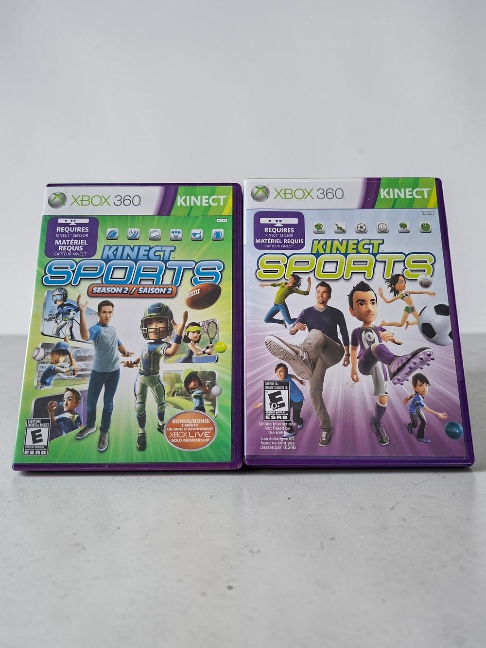 Lott Of 2 Microsoft Xbox 360 Kinect Sports Games - Green & Purple Covers